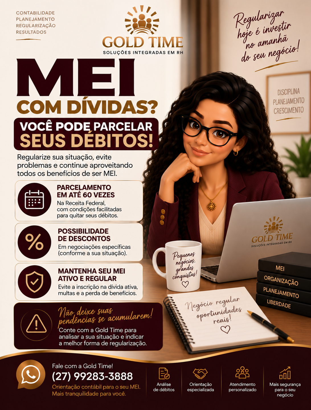 Arte da Gold Time Contabilidade sobre regularização de débitos do MEI